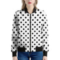 White And Black Polka Dot Pattern Print Women's Bomber Jacket