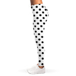White And Black Polka Dot Pattern Print Women's Leggings