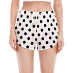 White And Black Polka Dot Pattern Print Women's Split Running Shorts