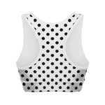 White And Black Polka Dot Pattern Print Women's Sports Bra