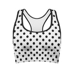 White And Black Polka Dot Pattern Print Women's Sports Bra