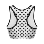 White And Black Polka Dot Pattern Print Women's Sports Bra