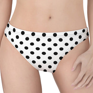 White And Black Polka Dot Pattern Print Women's Thong