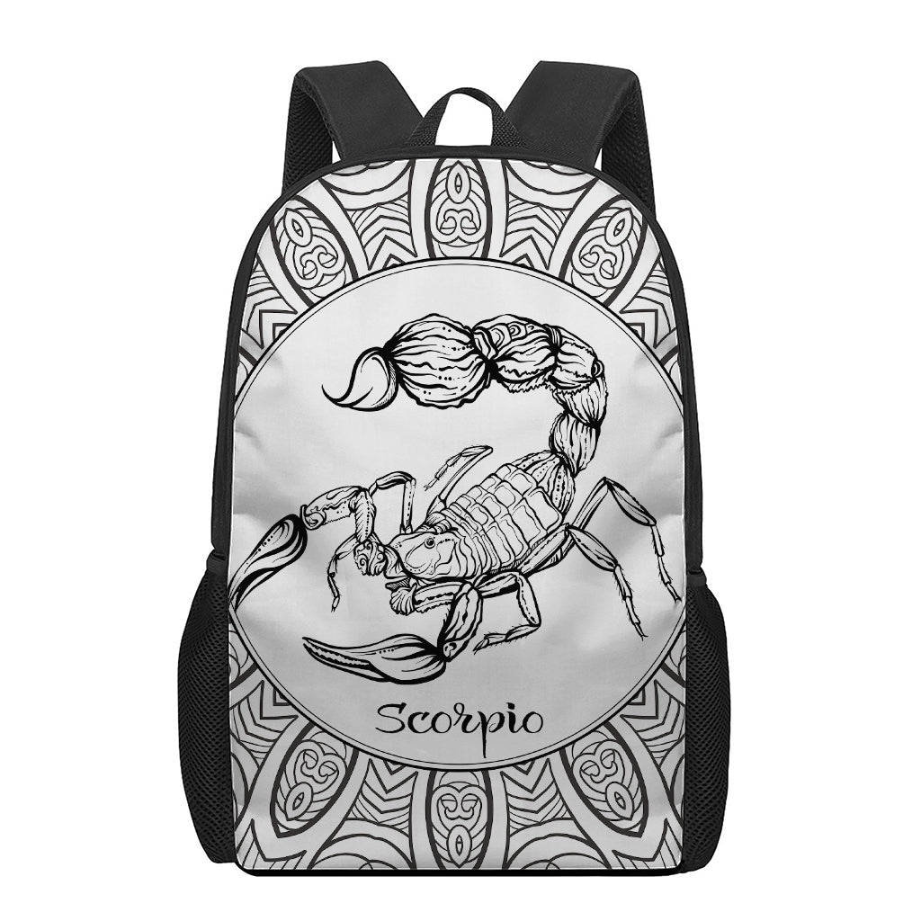 White And Black Scorpio Sign Print 17 Inch Backpack
