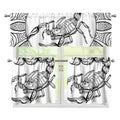 White And Black Scorpio Sign Print 3 Piece Kitchen Curtains
