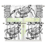 White And Black Scorpio Sign Print 3 Piece Kitchen Curtains