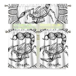White And Black Scorpio Sign Print 3 Piece Kitchen Curtains