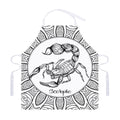 White And Black Scorpio Sign Print Adjustable Apron