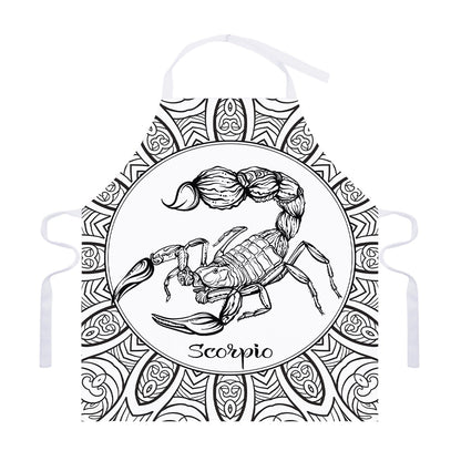 White And Black Scorpio Sign Print Adjustable Apron