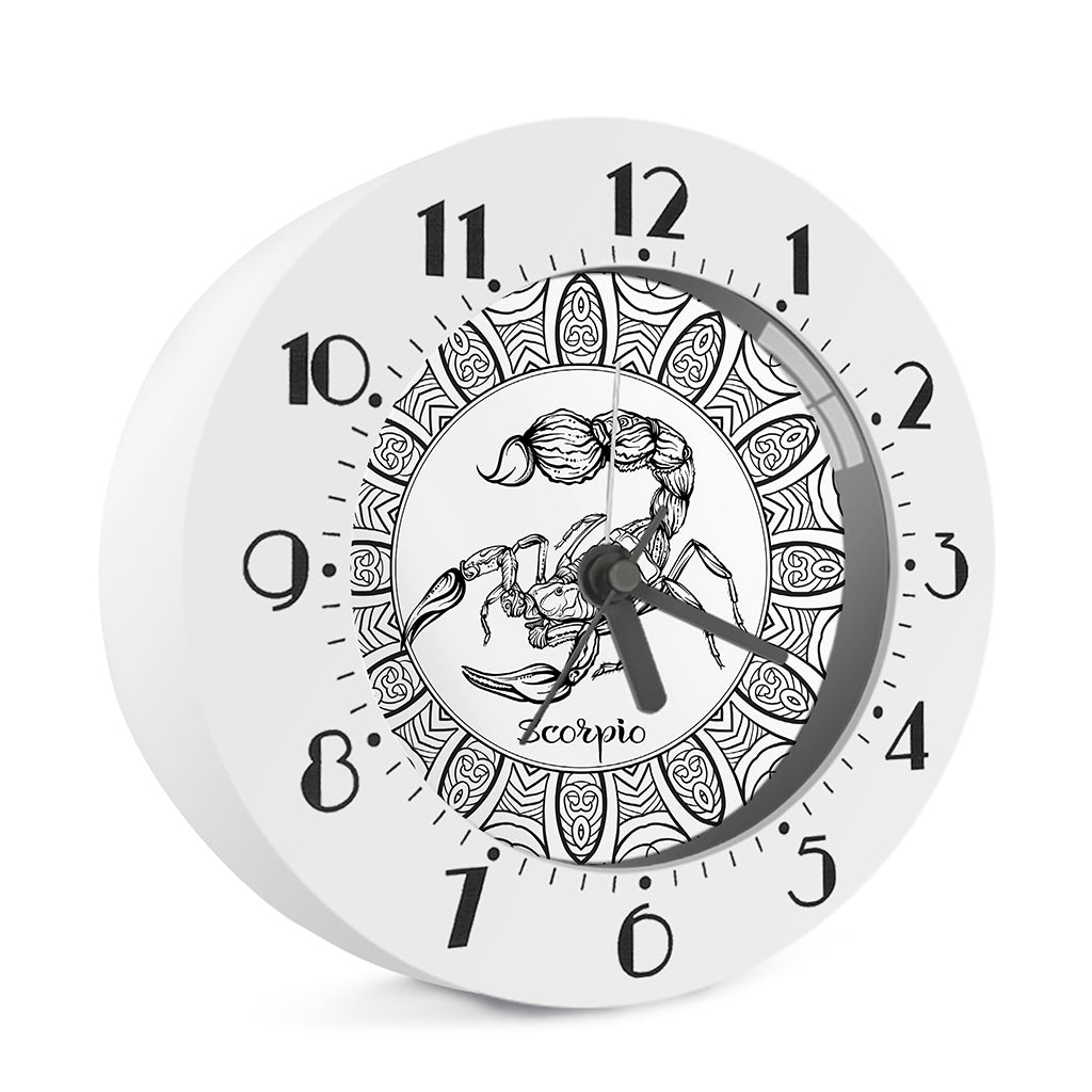 White And Black Scorpio Sign Print Alarm Clock