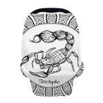 White And Black Scorpio Sign Print Baby Seat Cover
