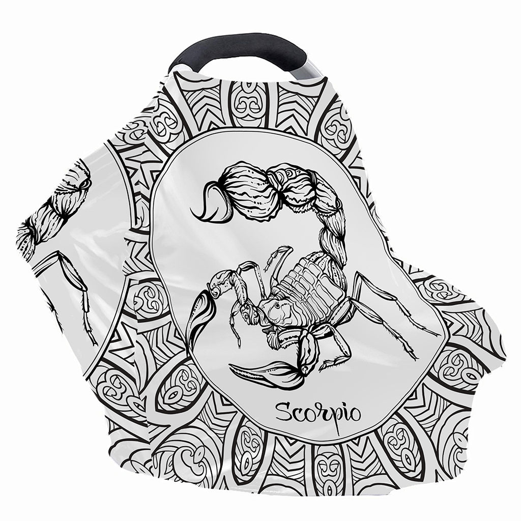 White And Black Scorpio Sign Print Baby Seat Cover