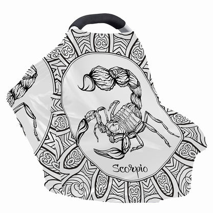 White And Black Scorpio Sign Print Baby Seat Cover