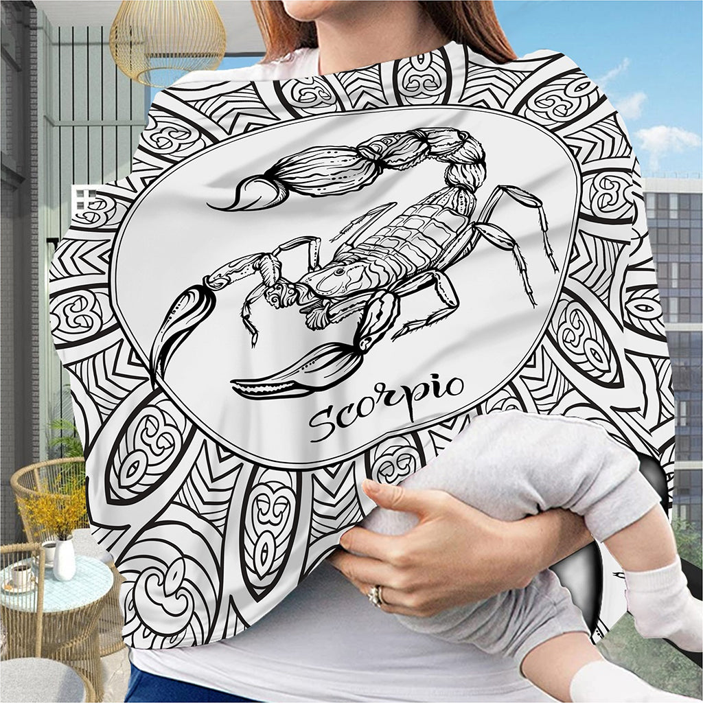 White And Black Scorpio Sign Print Baby Seat Cover