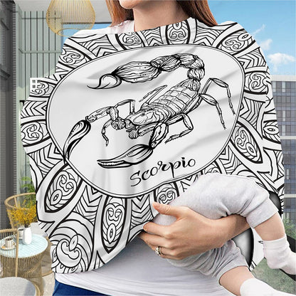 White And Black Scorpio Sign Print Baby Seat Cover