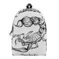 White And Black Scorpio Sign Print School Backpack