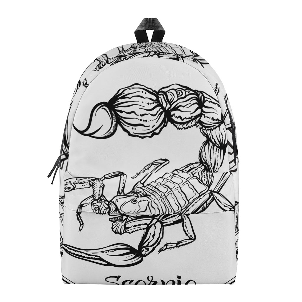 White And Black Scorpio Sign Print Backpack