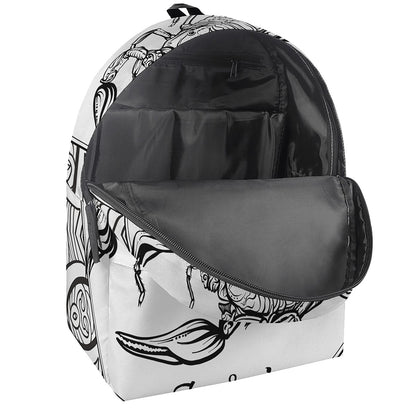 White And Black Scorpio Sign Print Backpack