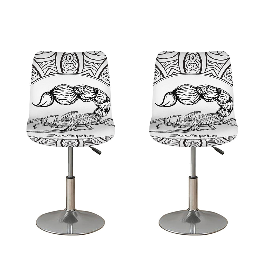 White And Black Scorpio Sign Print Bar Stool Covers