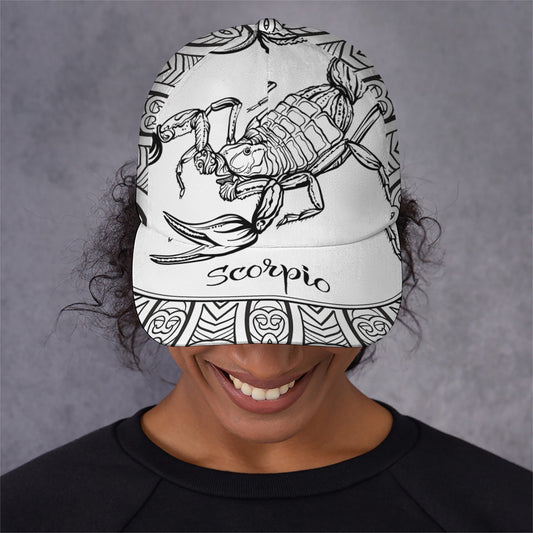 White And Black Scorpio Sign Print Baseball Cap