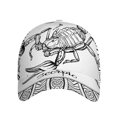 White And Black Scorpio Sign Print Baseball Cap