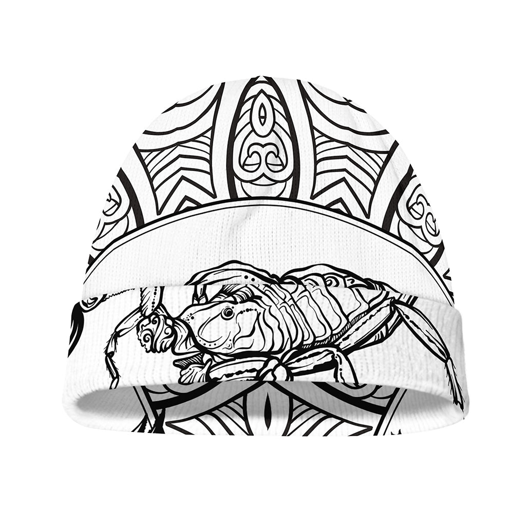 White And Black Scorpio Sign Print Beanie