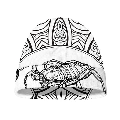 White And Black Scorpio Sign Print Beanie