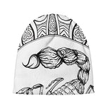 White And Black Scorpio Sign Print Beanie