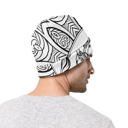 White And Black Scorpio Sign Print Beanie