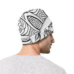 White And Black Scorpio Sign Print Beanie