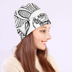 White And Black Scorpio Sign Print Beanie