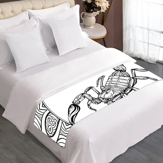White And Black Scorpio Sign Print Bed Runner