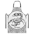 White And Black Scorpio Sign Print Bib Apron With Pocket