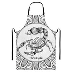 White And Black Scorpio Sign Print Bib Apron With Pocket