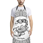 White And Black Scorpio Sign Print Bib Apron With Pocket