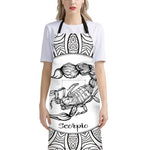 White And Black Scorpio Sign Print Bib Apron With Pocket