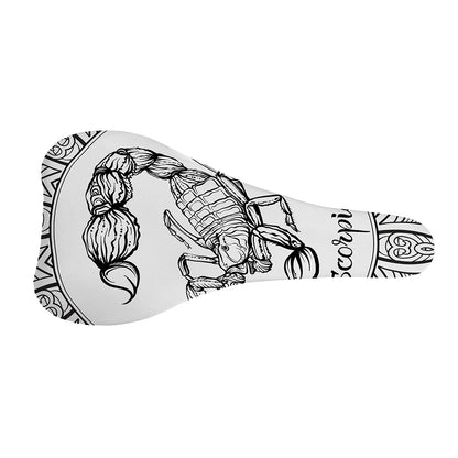 White And Black Scorpio Sign Print Bicycle Seat Cover