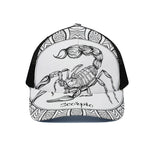 White And Black Scorpio Sign Print Black Mesh Trucker Cap