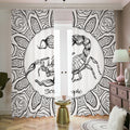 White And Black Scorpio Sign Print Dimout Pencil Pleat Curtains