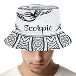 White And Black Scorpio Sign Print Bucket Hat