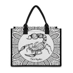 White And Black Scorpio Sign Print Canvas Tote Bag