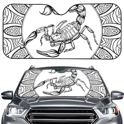 White And Black Scorpio Sign Print Car Windshield Sun Shade