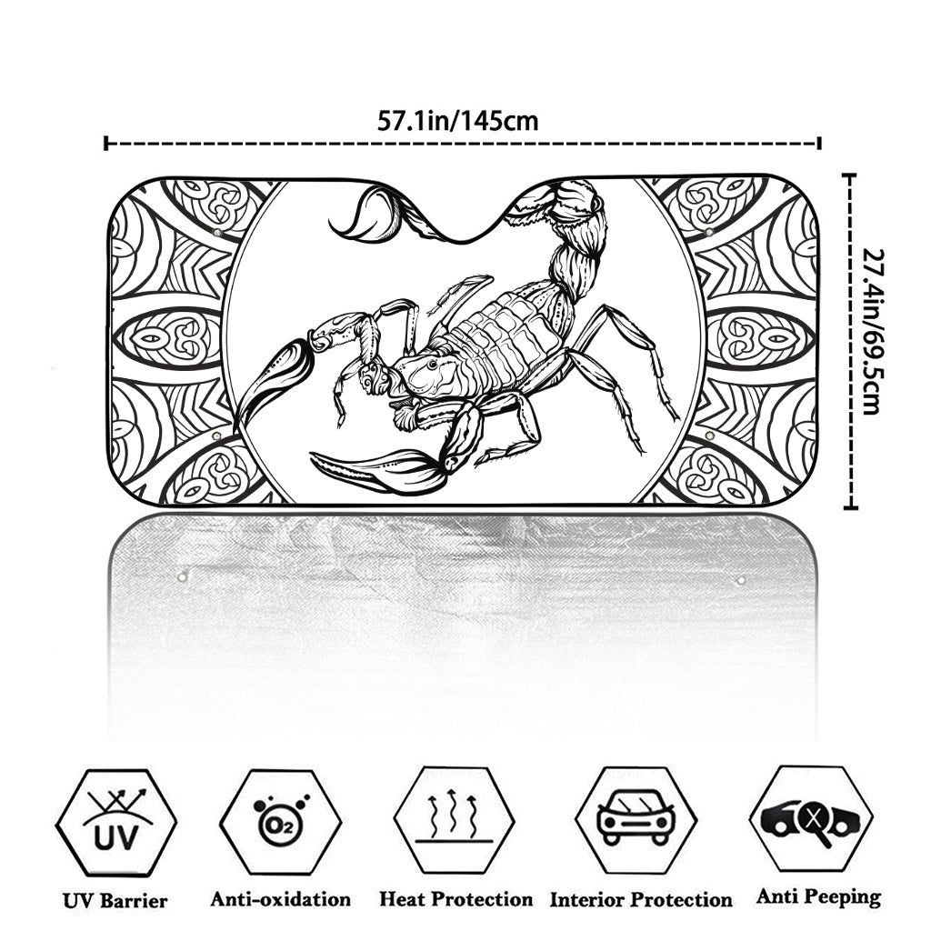 White And Black Scorpio Sign Print Car Windshield Sun Shade