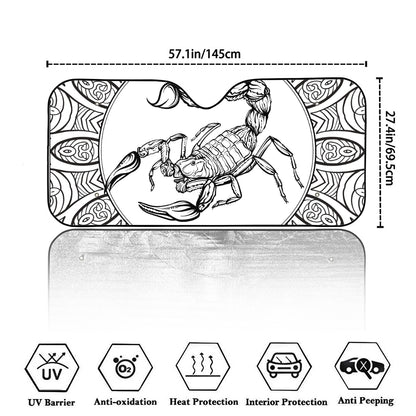 White And Black Scorpio Sign Print Car Windshield Sun Shade