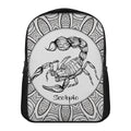 White And Black Scorpio Sign Print Casual Backpack