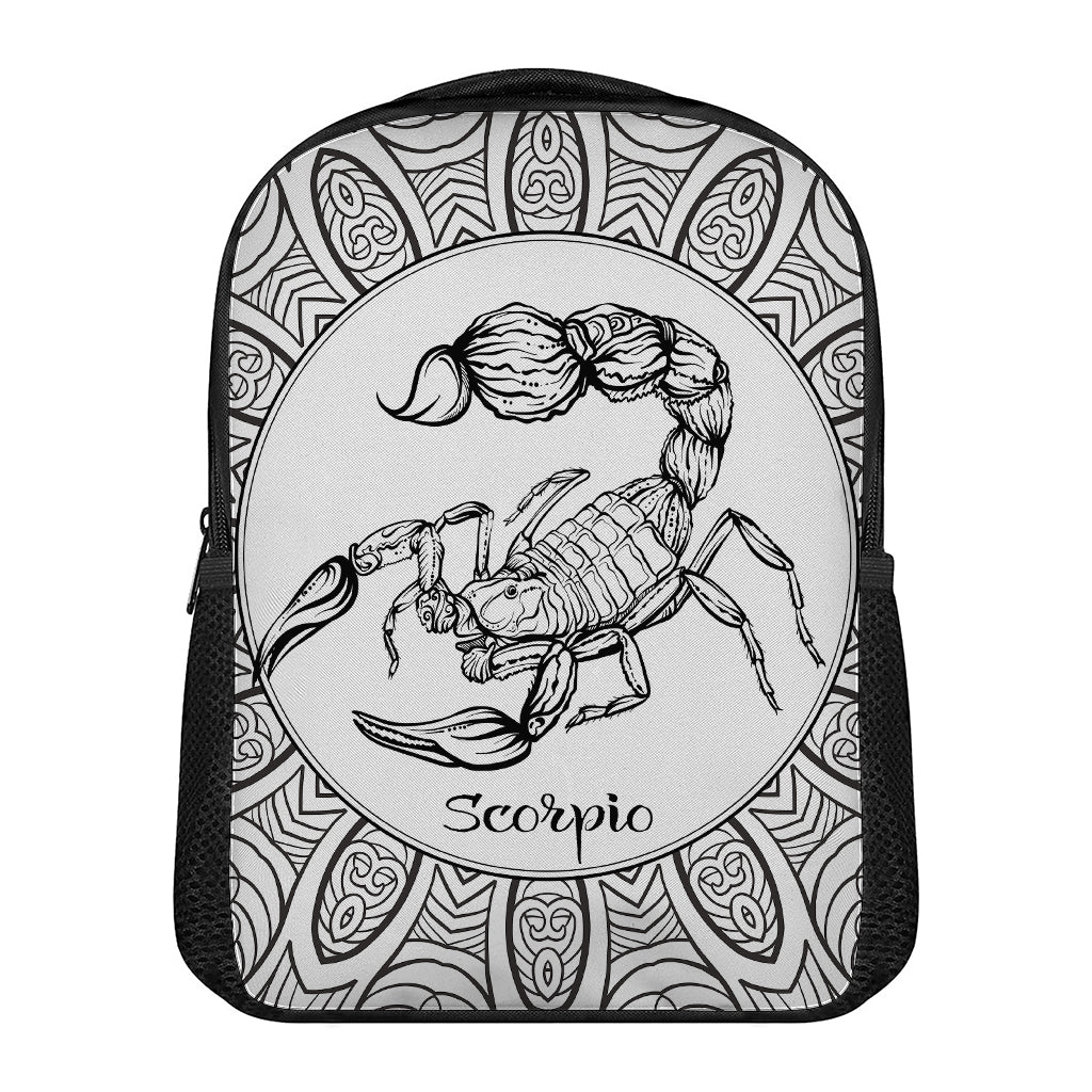 White And Black Scorpio Sign Print Casual Backpack