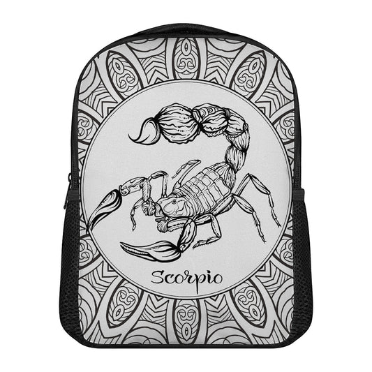 White And Black Scorpio Sign Print Casual Backpack