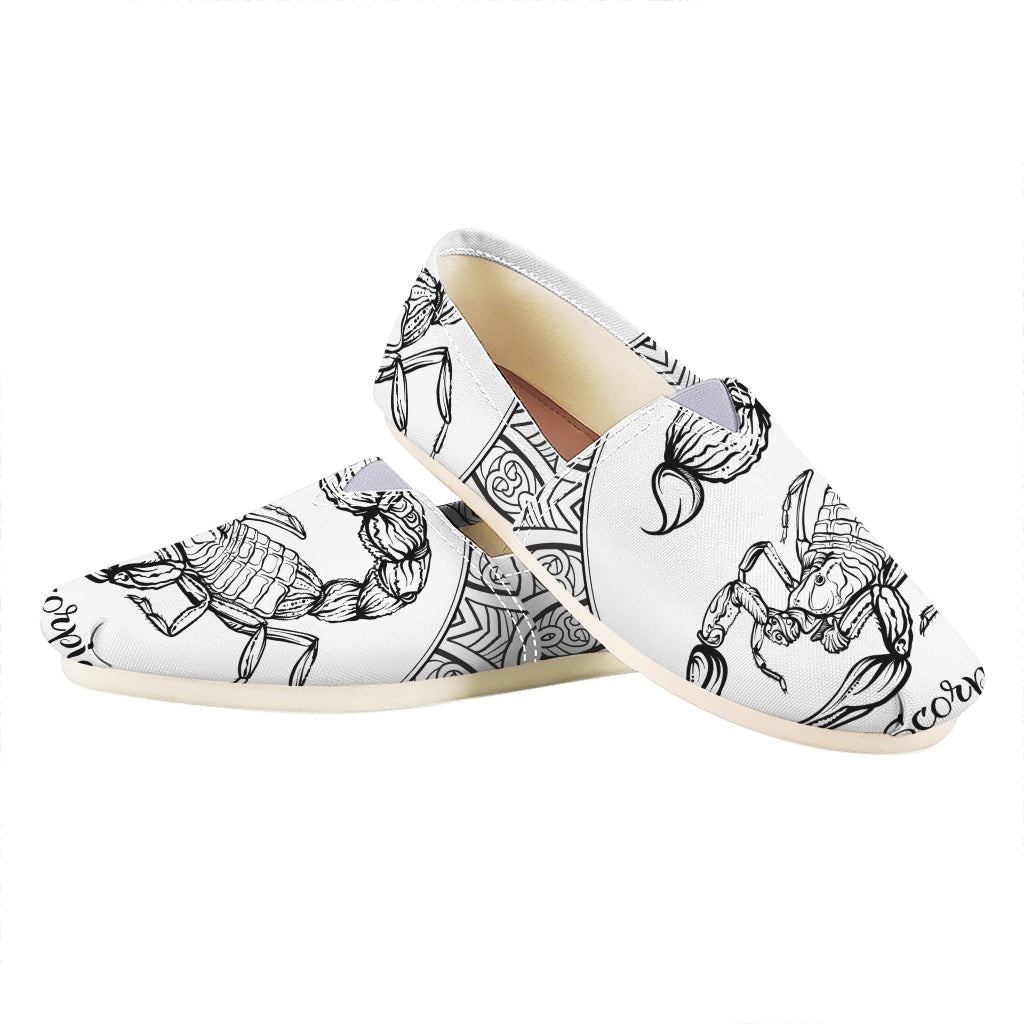 White And Black Scorpio Sign Print Casual Shoes
