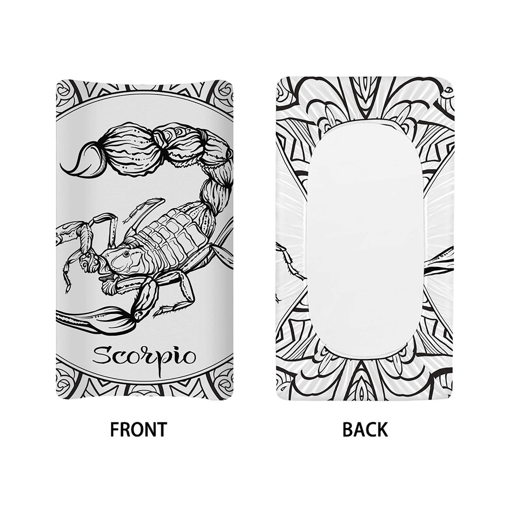 White And Black Scorpio Sign Print Changing Pad Cover