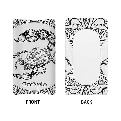 White And Black Scorpio Sign Print Changing Pad Cover